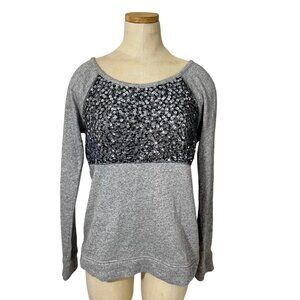 Express sweater women's S gray sequin long sleeve pullover